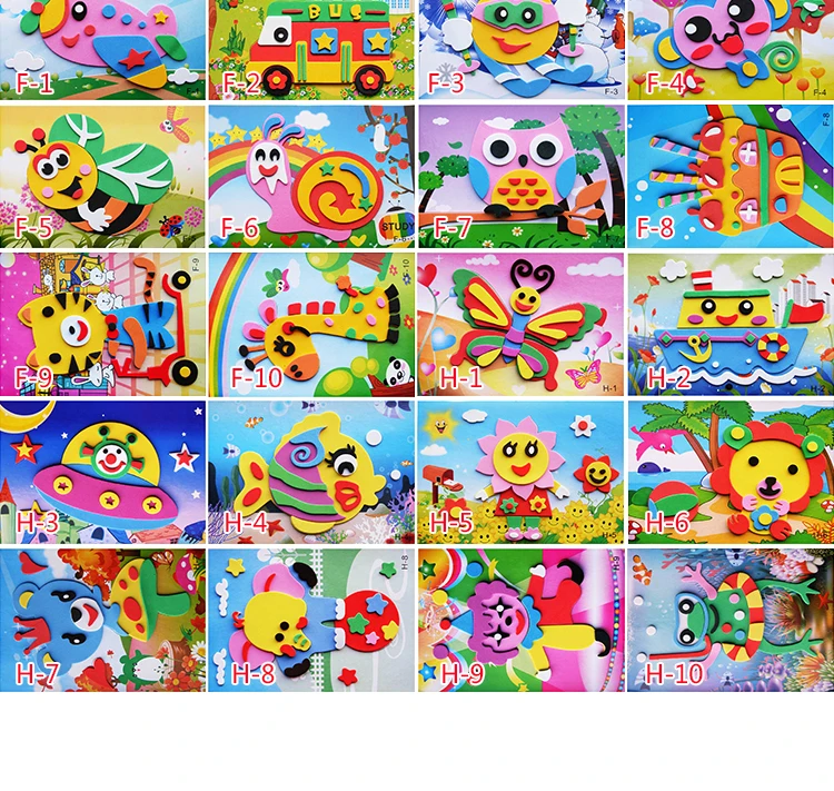 20 Designs/lot 13*17cm 3D Eva Foam Craft Sticker Self-adhesive Crafts Learning Education Toys for Kids 3-6 years Series HF | Игрушки и