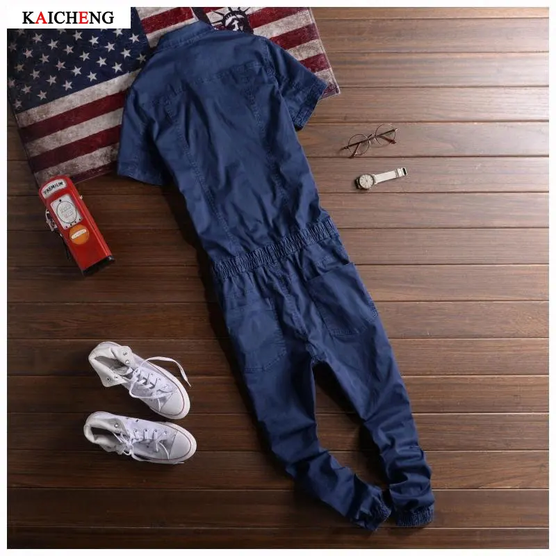 Новинка Лето 2017 Модный стильный мужской облегающий джинсовый комбинезон с