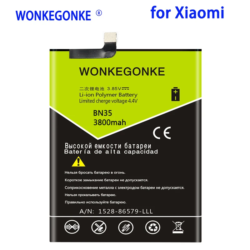

WONKEGONKE 3800mah BN35 Battery for Xiaomi Redmi 5 5.7" Replacement Mobile Phone Batteries Bateria