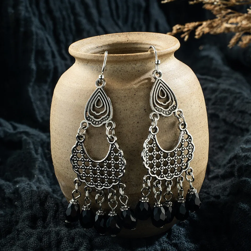 Чешские 10 Стиль Серьги Заявление Ювелирные Камни Акриловые Серебро Кисточкой