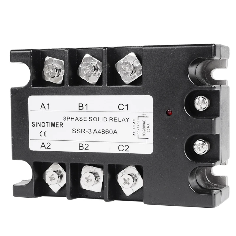 Полупроводниковое реле Reley A4860A 3 фазы твердотельные SSR 60A AC-AC 30-480V переменный ток