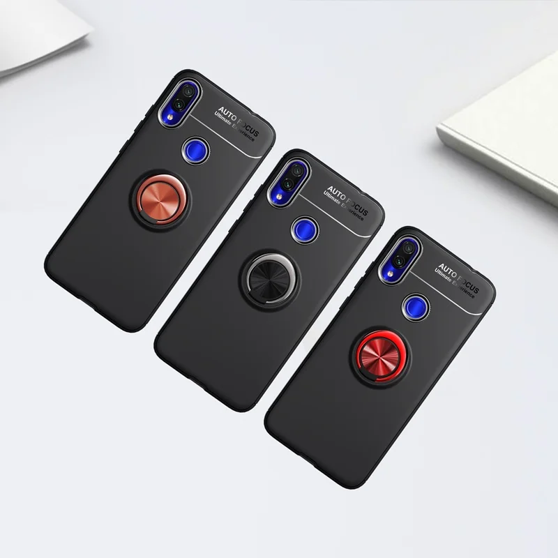 

Чехол для Xiaomi Redmi Note 7, задняя крышка, кольцо на палец, подставка, держатель, магнитный мягкий чехол для Xiaomi Redmi Note 7 Pro, чехол kimTHmall