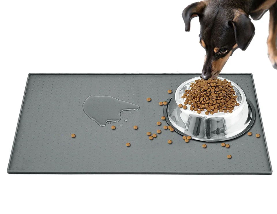 

TEENRA 48x30cm Ex-large Pet Silicone Feeding Mat Silicone Pet Food Pad Feeding Mat Cat Feeder Placemat Drinking Mat For Dog