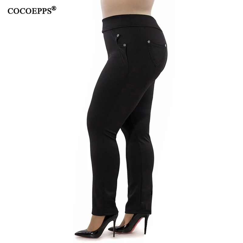 Женские повседневные брюки однотонные черные весенние облегающие большого