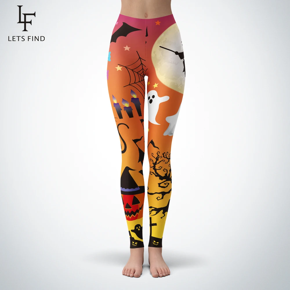 2019 новый дизайн леггинсы в стиле Хэллоуин для женщин модные с принтом ведьмы