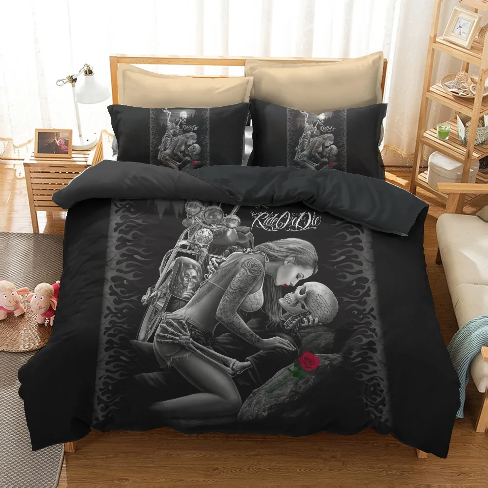 3D skull bedding Quilt Cover Bedding Set Pillowcase Duvet | Дом и сад