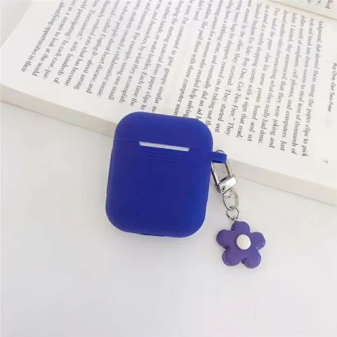 Цветок кулон мягкий силиконовый наушник чехол для apple airpods зарядная коробка Bluetooth беспроводные наушники защитный чехол сумка - Цвет: blue