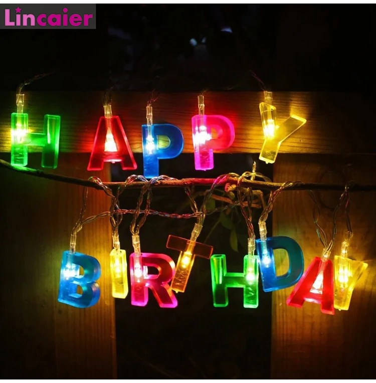 Светодиодный фонарь с надписью «Happy Birthday», украшения для дня рождения, для детей, мальчиков и девочек, для взрослых, DIY, 1-18 лет