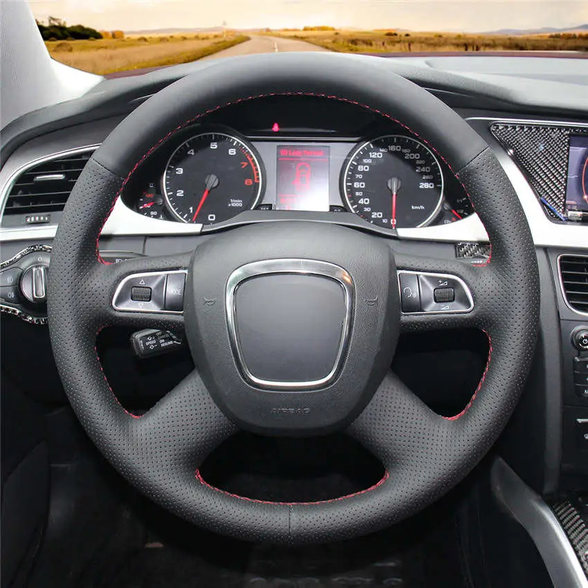 Style-03 Темно-пу под дерево серый кожаный чехол на руль для Audi A3(8 P) Sportback A4(B8) Avant A5(8 T) A6(C6) A8(D3) Q5(8R) Q7 - Название цвета: Style-03