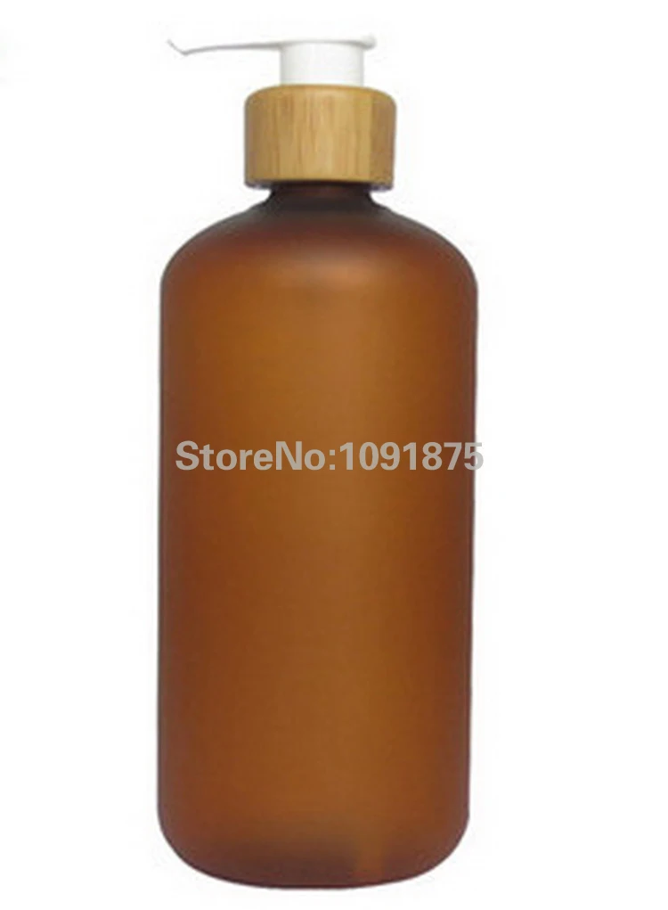 

Free shipping 250ml tea color matte PET bottles with bamboo pumps for lotion,shampoo etc 250ml plastic bottles