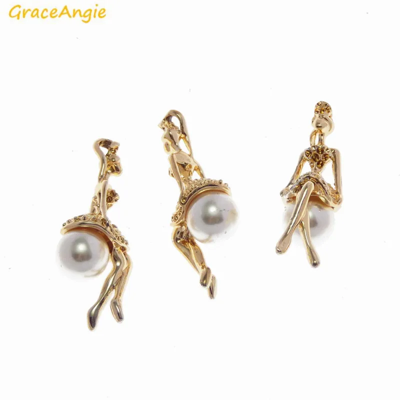GraceAngie 2 шт. искусственная танцовщица девушка на жемчужном кулоне блестящий
