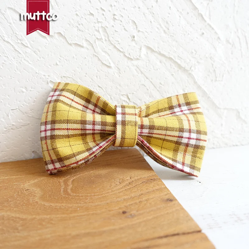 50pcs/lot MUTTCO wholesale stout durable soft dog collars handmade cotton and nylon THE LEMON PLAID 5 sizes UDC057 | Дом и сад