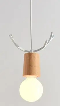 1 head-Pendant light Потолочный светильник в скандинавском стиле для гостиной, современный минималистичный, из цельного дерева, для спальни, для детской комнаты, светодиодный, для дома, железные рога, лампы - Цвет корпуса: 1 head-Pendant light