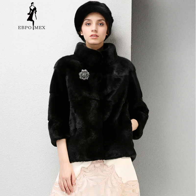 Высококачественное модное платье норки пальто с мехом короткие Imported натуральная