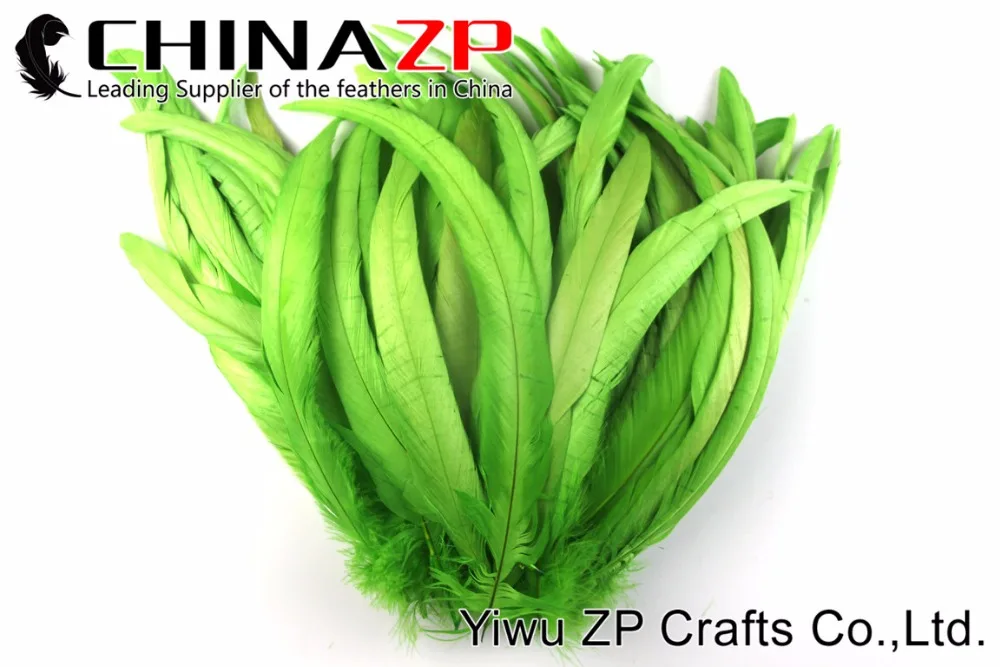 CHINAZP Factory 200 шт./лот от 25 до 30 см в длину окрашенное лаймовое зеленое перо гризли