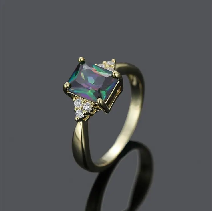 LZX Лидер продаж простое обручальное кольцо для мужчин AAA красочные прямоугольные