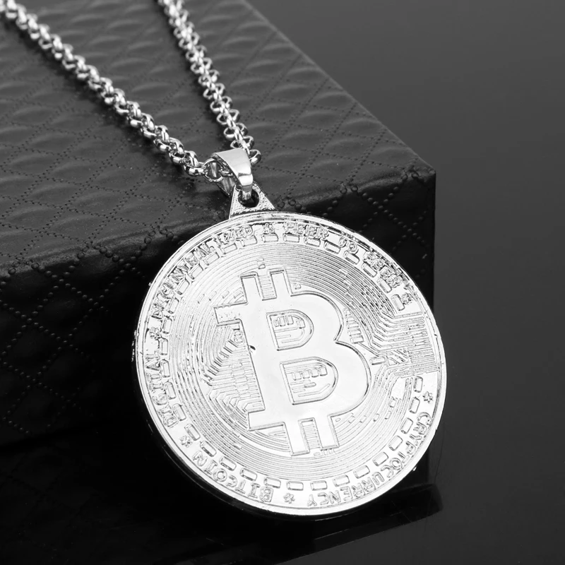 Модная крутая металлическая подвеска в форме биткоина золотого розового и