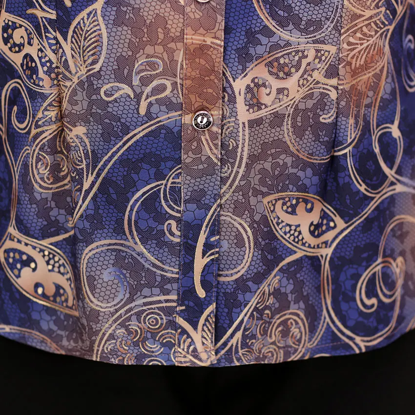 Women Floral Print Blouse Tops Mid Aged Summer Shirt Clothing Casual Three Quarter Sleeve Polyester Silk Loose Shirts Plus Size |