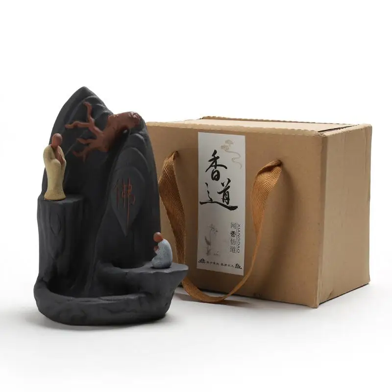 

Chinese Style Yoga Incense Burner Ceramic Incense Stick Holder Backflow Incense Burner Yoga Figurine Home Office Decoration