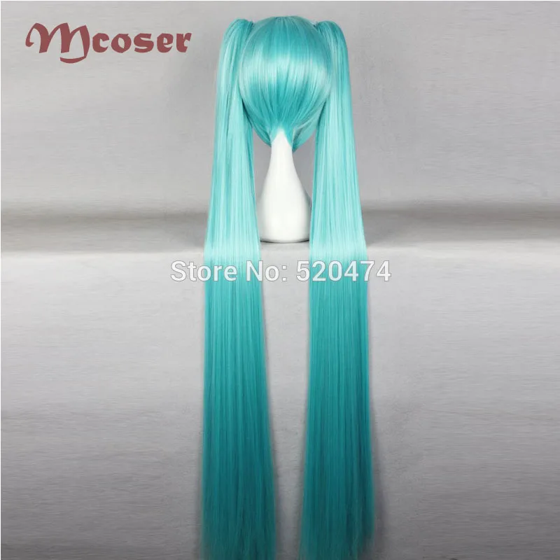 Mcoser 5" 130 см Синтетические длинные прямые волосы 2 Клип на конский хвост кислотный синий цвет теплостойкие парики KW-072A
