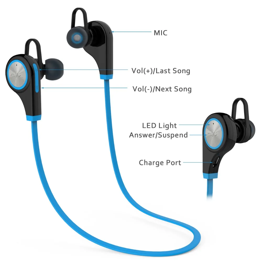 TOPROAD Беспроводные спортивные Bluetooth наушники Портативная стерео гарнитура с