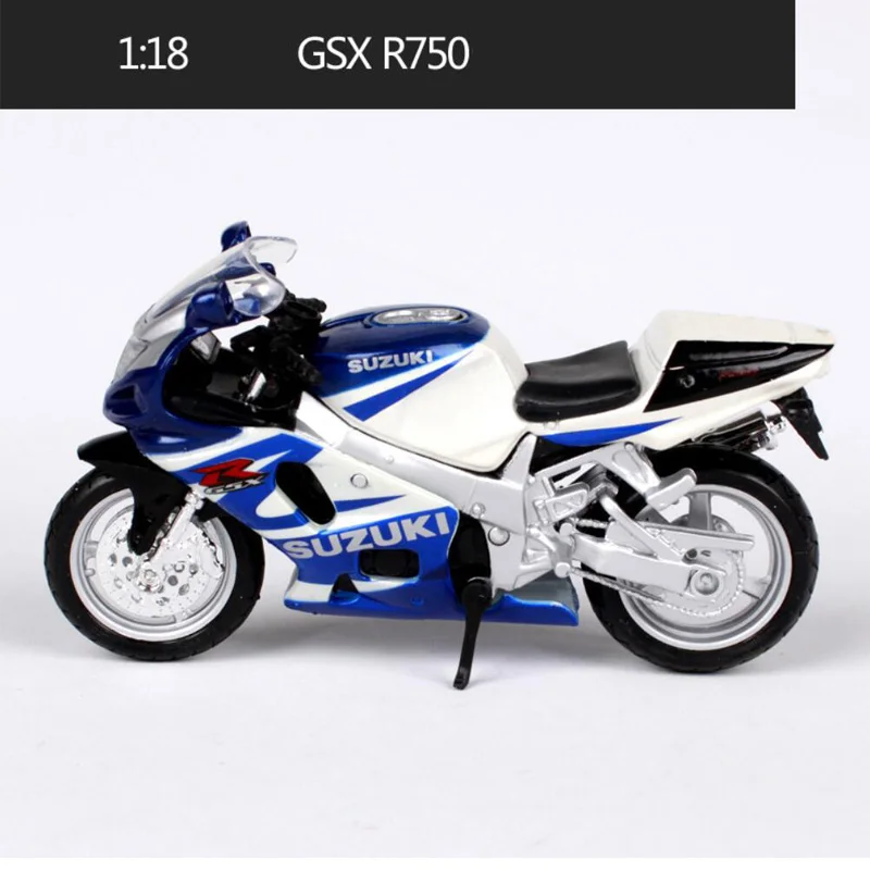 GSX R750 Maisto 1:18 масштаб мотоцикл игрушки сплав мотоцикла GSX R750 RMZ250 GSX R600 Коллекционная модель украшения подарки для мальчиков - Цвет: GSX R750