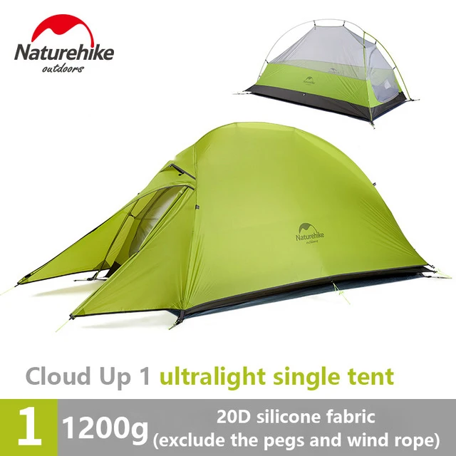1.2 КГ Naturehike Палатка 20D Силиконовые Ткани Сверхлегких 2 Человек Двойной слоев Алюминиевой Катанки Палатка 4 Сезон С 2 Человек мат Туристические палатки Палатки туристические - Цвет: Cloudup1 New Green