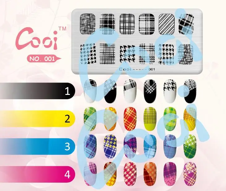 Cooi 001 Пластина для штамповки ногтей 6*12 см прямоугольная сталь металл pochoir ongle пластины для штамповки ногтей инструмент краски скребок шаблон изображения плесень - Цвет: Cooi 001