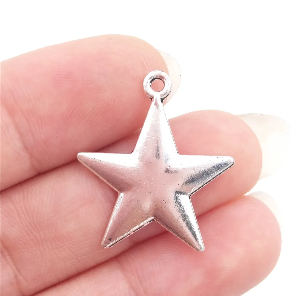 Объем 30 шт. антиквариат оптом звезда с серебристым покрытием Шарм Подвески