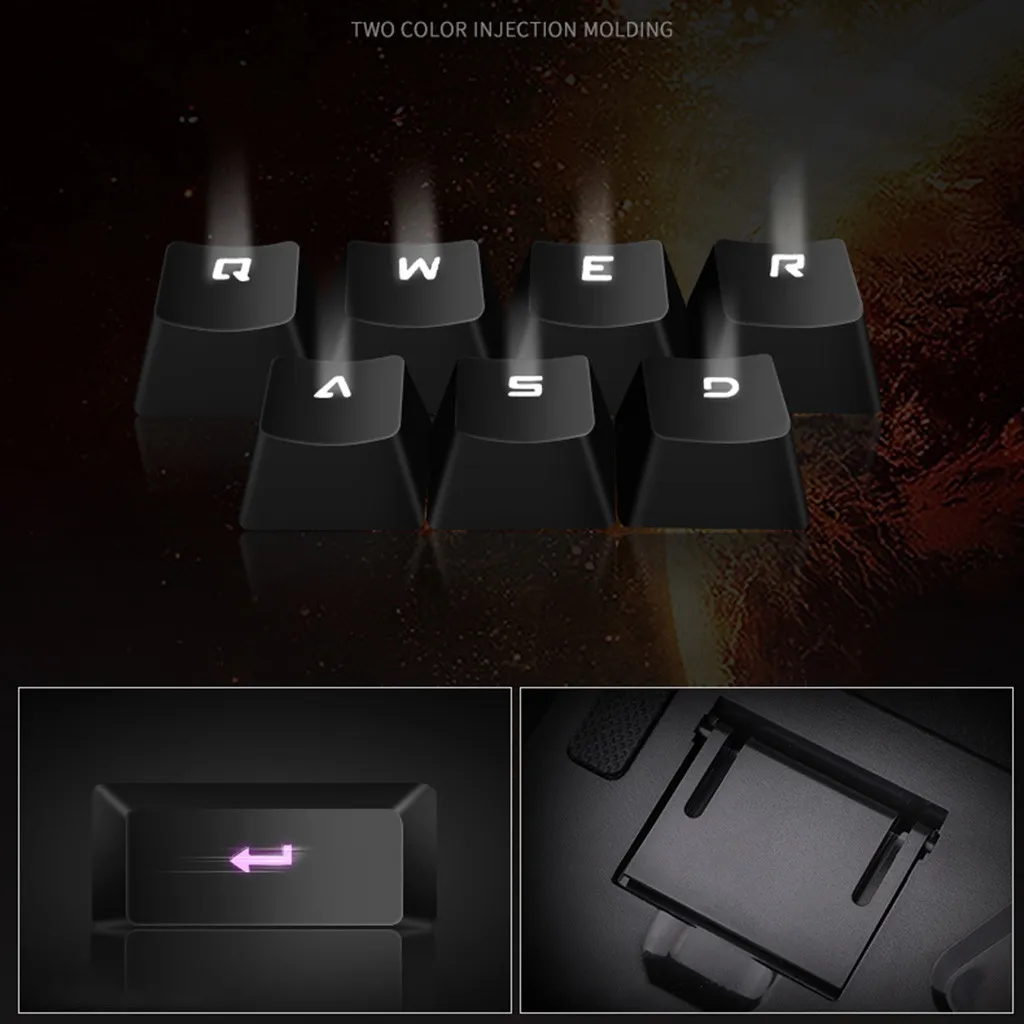 Игровая механическая клавиатура с RGB подсветкой, 104 клавиш, синий переключатель, проводная клавиатура, английская Водонепроницаемая игровая клавиатура, Rgb 522#2