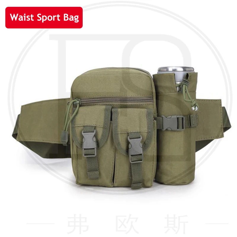 Tactical Men Sport Waist Bag Fanny Pack Travel Running Waist Bag With Detachable Water Bottle Bag Hiking Cycling Belt Bag
