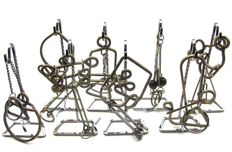 

Vintage Metal Brain Teaser Puzzles with Stand Game Toys for Adults Children
