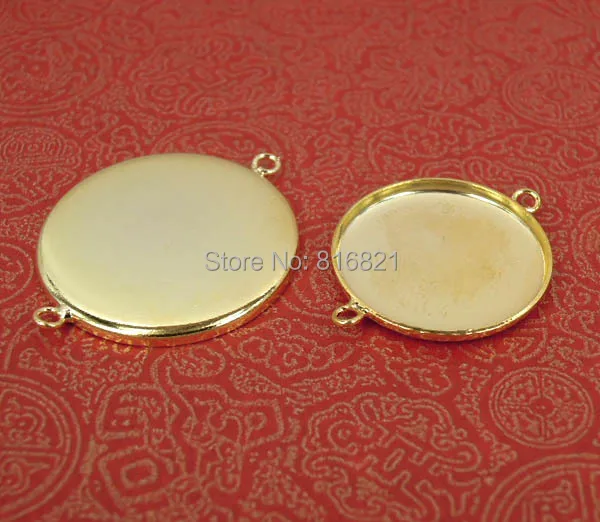 Новый позолоченный круглый ободок чашек с 2 петлями кабошон основа Подвески