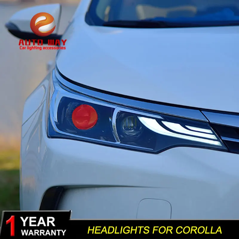 Автомобильный Стильный чехол для фары Toyota Corolla- светодиодный фонарь DRL двойной луч Биксеноновые автомобильные аксессуары