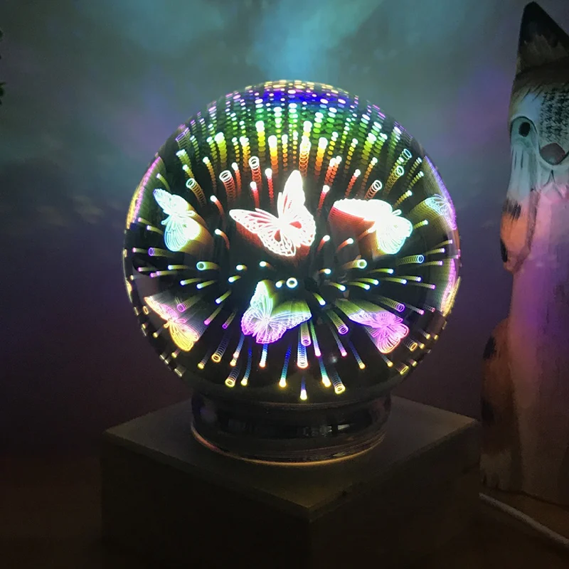 Model J Светодиодный ночной Светильник Новинка Настольная лампа 3D Романтический настольная лампа Настроение Ночной светильник Стекло мяч деревянная основа идеально подходит для Рождественское украшение светильник - Испускаемый цвет: Model J