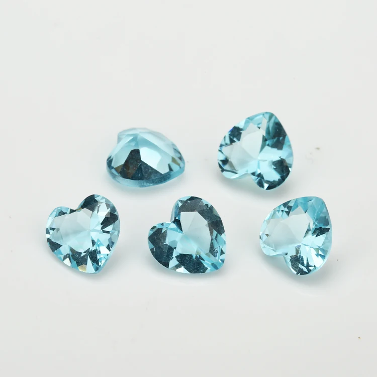 100PCS 3x3~10x10mm Heart Shape Loose Stone Brilliant Cut Light Sea BLue Color Glass gems beads For Jewelry DIY | Украшения и