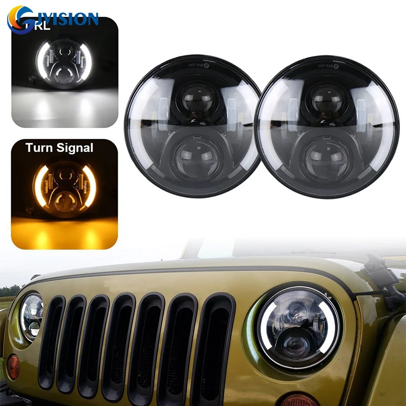 2 шт. 7''INCH 50 Вт мотоцикл светодиодный проектор головной светильник для Jeep JK Wrangler Приглашаем посетить наших заказчиков выставку CJ Land Rover Defender 7 ...
