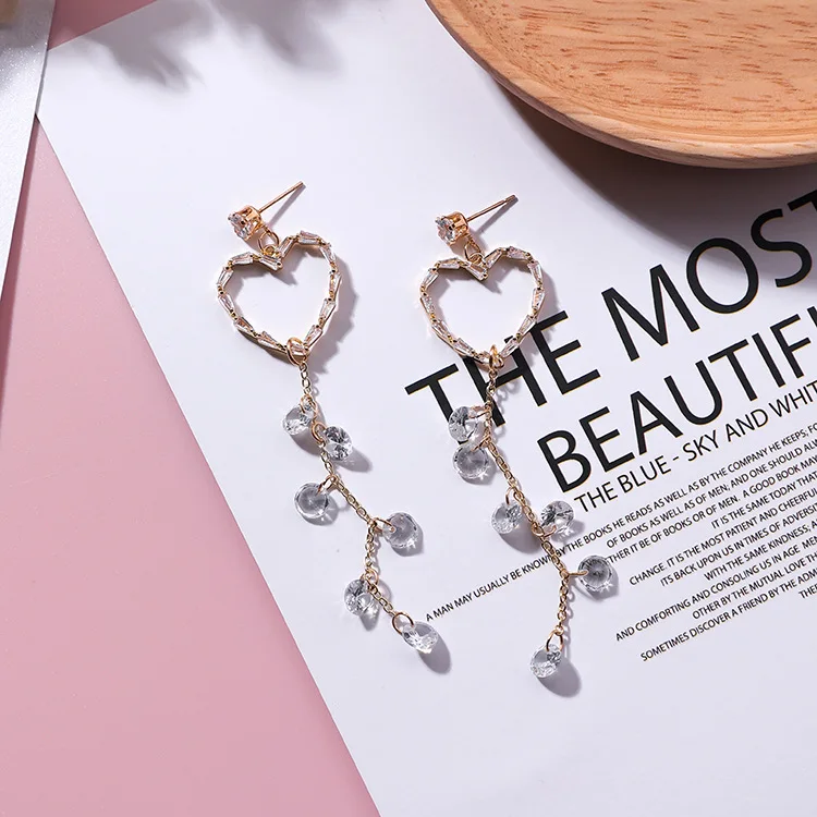 3pairs/lot Korean heart tassels Earrings retro temperament simple peach long earrings | Украшения и аксессуары