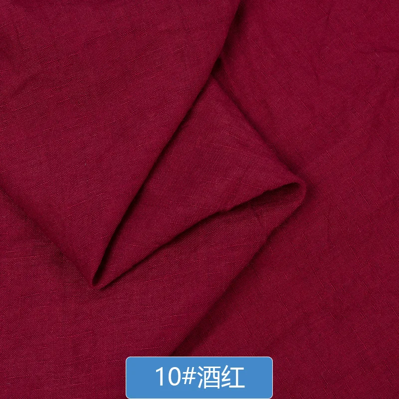 Летняя хлопчатобумажная льняная ткань DIY для рубашек одежды фон 140*100 см морщин ткани шарфы Платье лен хлопок, креп, ткань - Цвет: Бургундия