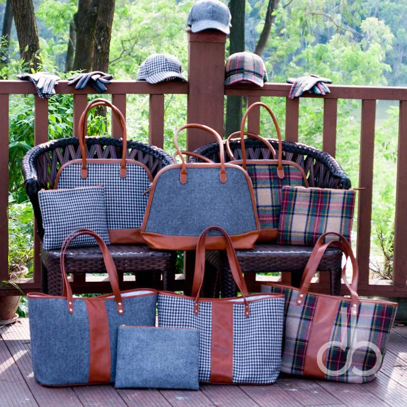 Шлифованный клетчатая сумка из искусственной кожи с рисунком гусиные лапки