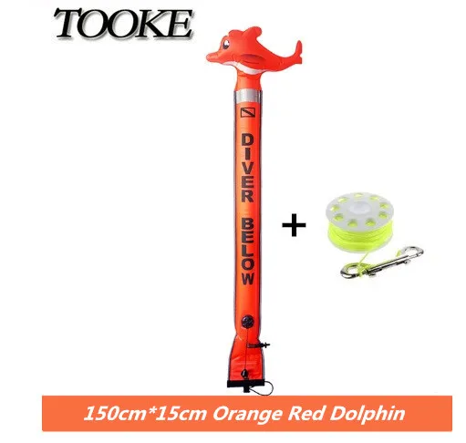1.5m Dolphin Spool Новые животные подводное плавание надувная безопасная колбасная сигнальная поверхность Буй(SMB) трубка 1,5 м/1,8 м - Цвет: 1.5m Dolphin Spool