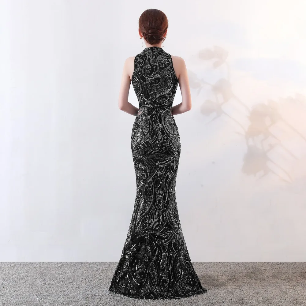 Vestidos Verano Лето г. блесток платье для женщин Элегантный пикантный облегающий для свадьбы Вечернее Макси Черное золото роковой