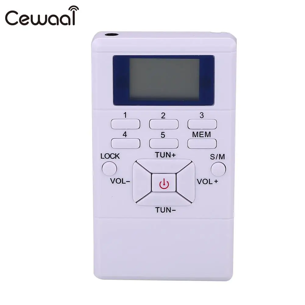 Cewaal мини портативный карманный светодиодный FM радио HRD-102 цифровой двухканальный карманный радио с наушником