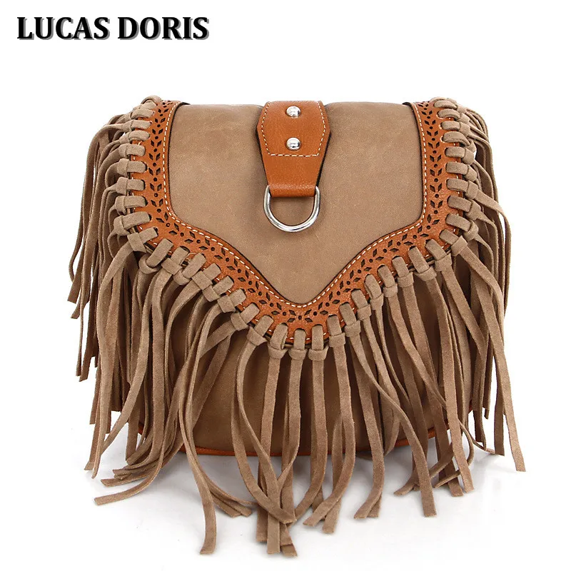 Женская сумка с кисточками классическая сумка-мессенджер из искусственной кожи