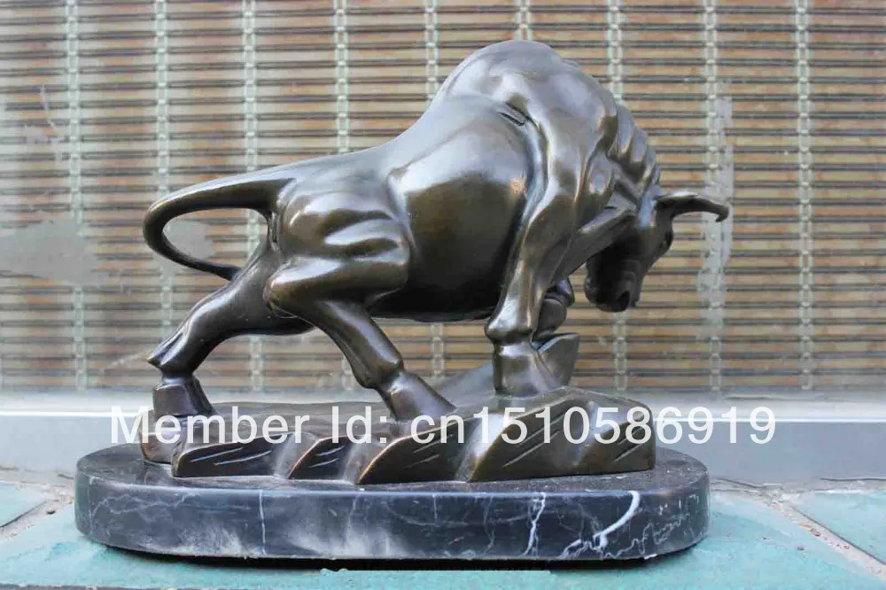 Подписная Изысканная Бронзовая статуя с мраморной основой бой быков