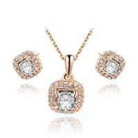 garilina elegant rose gold jewelry set earrings crystal necklace zircon 2021 fashion jewelery woman wedding as2044