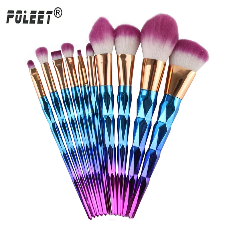 Профессиональный набор кистей для макияжа в виде единорога 10 шт./компл. основа