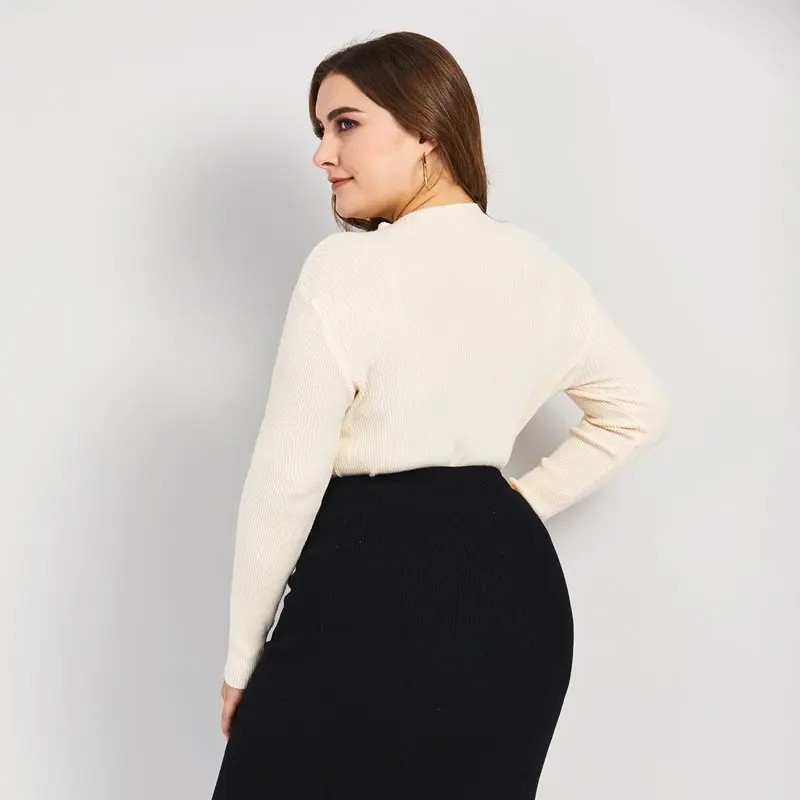 Для женщин свитеры для повседневное простой OL осень элегантный плюс размеры