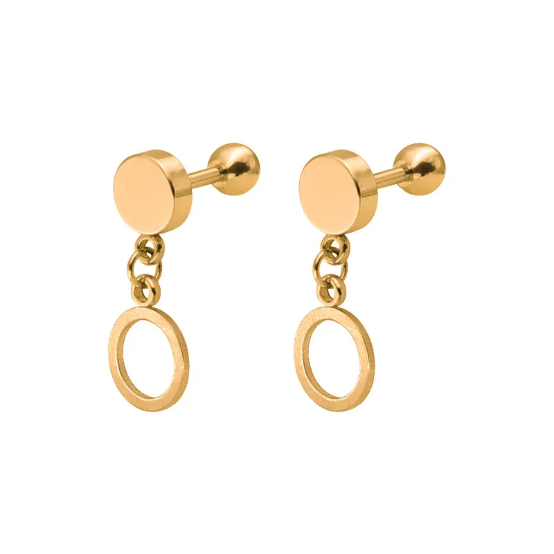 Fashion Romantic Titanium Steel Stainless Gold Black Round Pendant Earrings Women's Fine 2018 Gift | Украшения и аксессуары