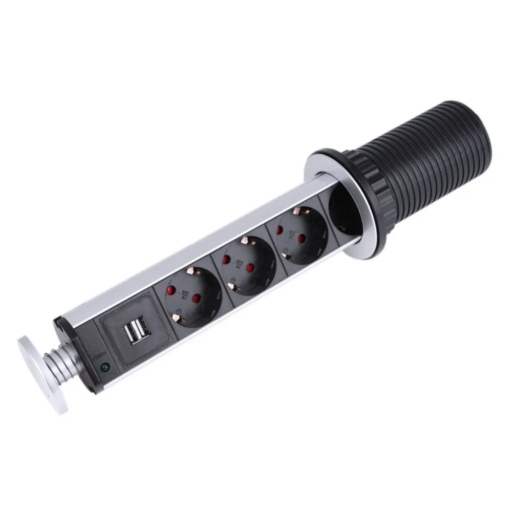 Выдвижные электрические 3/4 штепсельные розетки, 2 USB розетки, розетка питания, кухонная настольная розетка для столешницы, столешница, розетка ronde